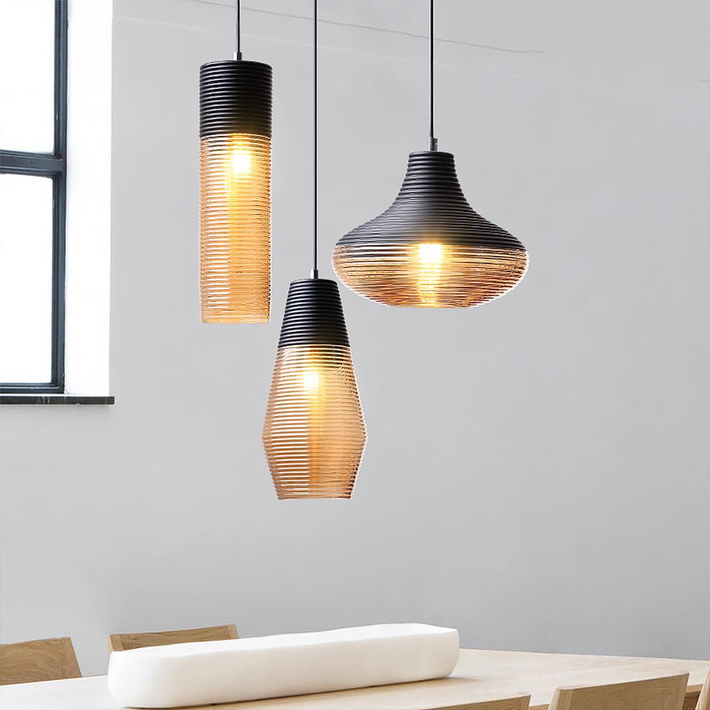 Nordic Modern Minimalist Spiral Pattern Glass Chandelier for Café, Bedside, or Bar