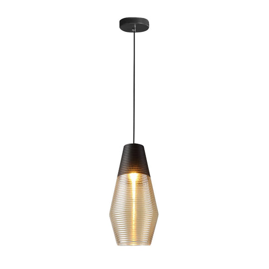 Nordic Modern Minimalist Spiral Pattern Glass Chandelier for Café, Bedside, or Bar