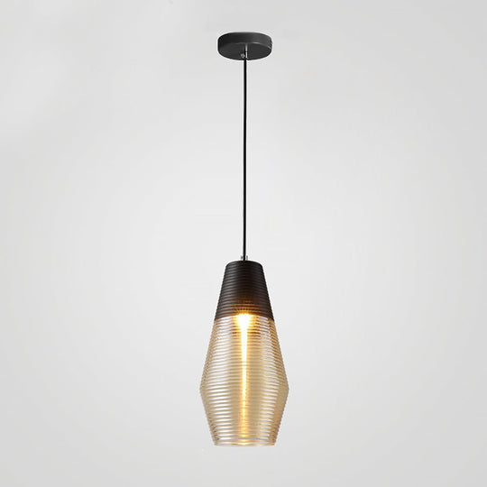 Nordic Modern Minimalist Spiral Pattern Glass Chandelier for Café, Bedside, or Bar