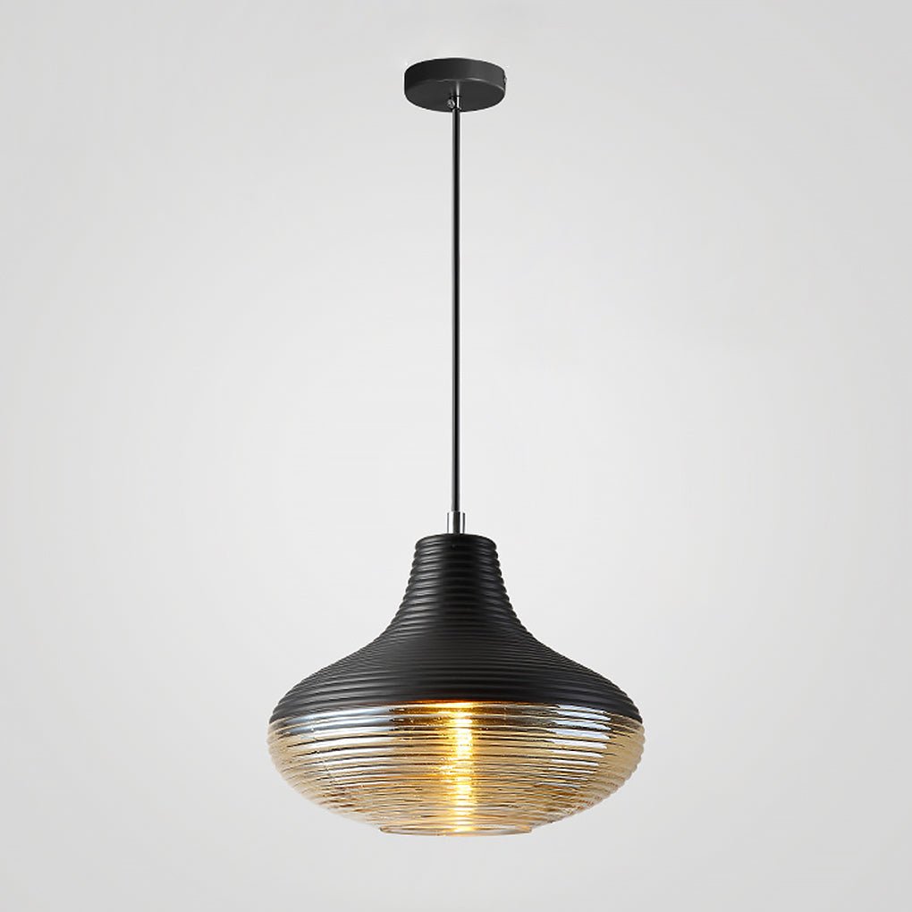 Nordic Modern Minimalist Spiral Pattern Glass Chandelier for Café, Bedside, or Bar