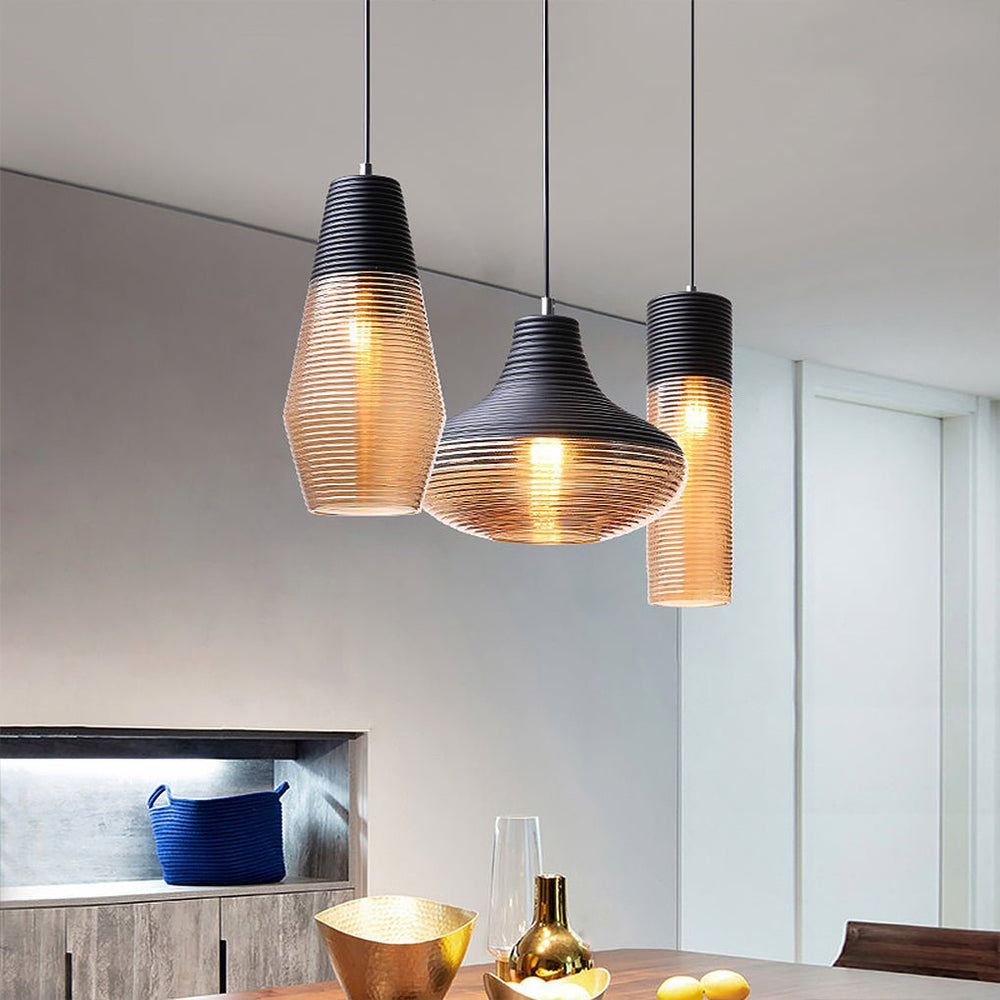 Nordic Modern Minimalist Spiral Pattern Glass Chandelier for Café, Bedside, or Bar