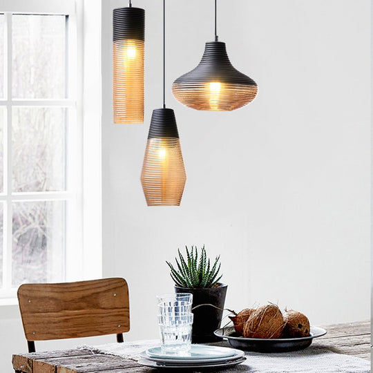 Nordic Modern Minimalist Spiral Pattern Glass Chandelier for Café, Bedside, or Bar