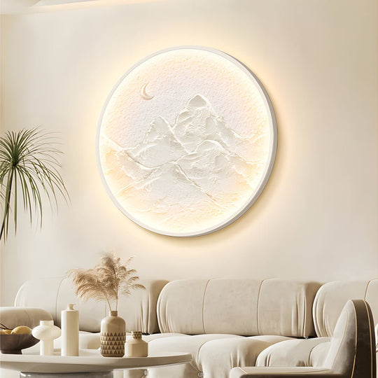 Nordic Moon Wall Sconce – Round Mountain Moon Decorative Painting Lamp