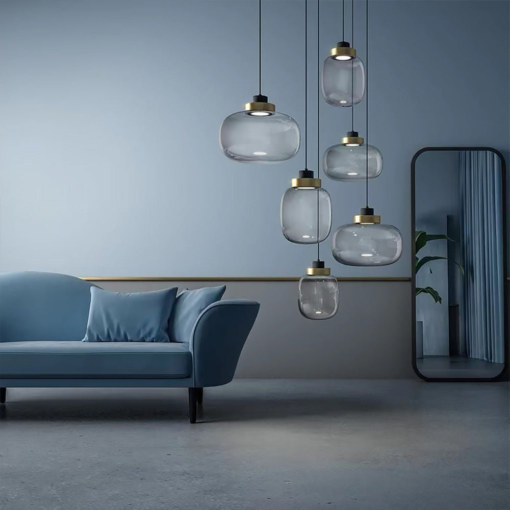 Nordic Postmodern Minimalist Warm Light LED Glass Pendant Light for Bedside or Dining Table