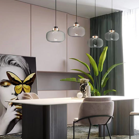 Nordic Postmodern Minimalist Warm Light LED Glass Pendant Light for Bedside or Dining Table