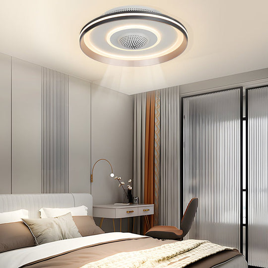 Nordic Round Circles LED Invisible Flush Mount Ceiling Fan Light