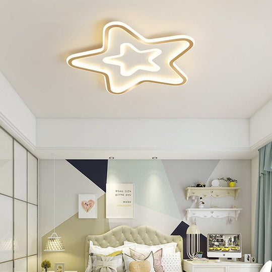 Nordic Simple LED Ultra-thin Five-Pointed Star Ceiling Light for Kids’ Bedroom