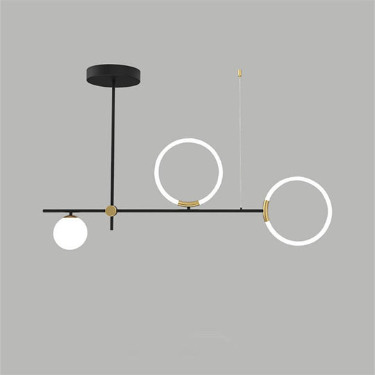 Circles LED Black Modern Chandelier Pendant Light