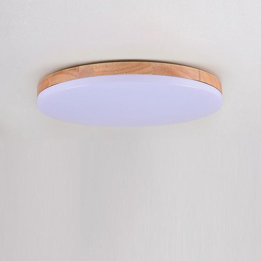 Circular Minimalist Flush Mount Wood Acrylic LED Ceiling Light
