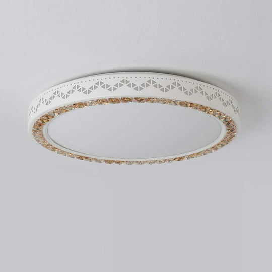 Circular Geometric Pattern LED White Modern Ceiling Light – Flush Mount