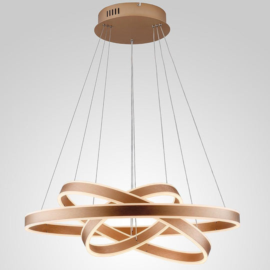 Modern Circle Foyer Chandelier – Adjustable 3-Ring LED Light
