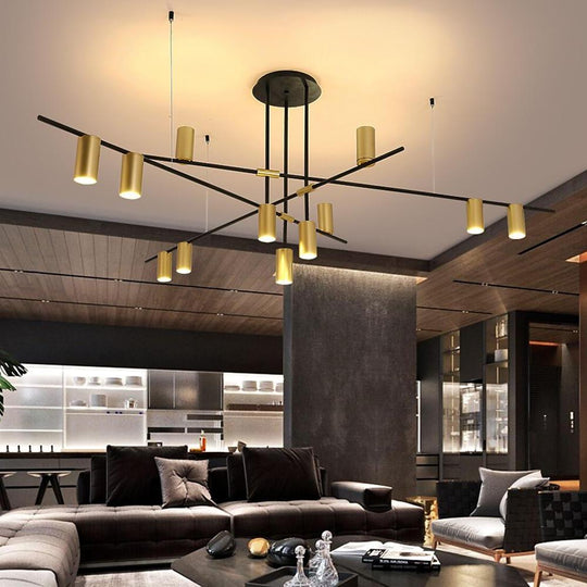 Geometric Gold Sputnik Chandelier with 12 Bulbs