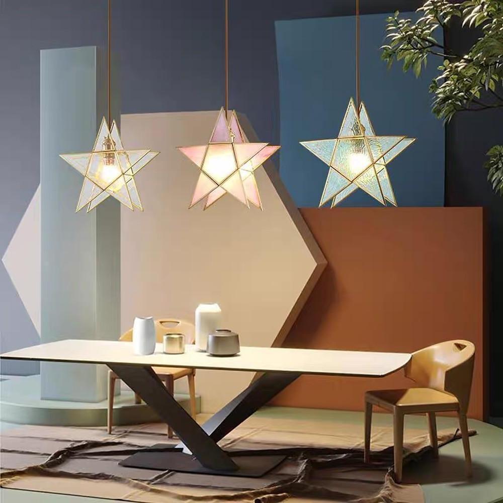 Double Star LED Copper & Glass Pendant Light