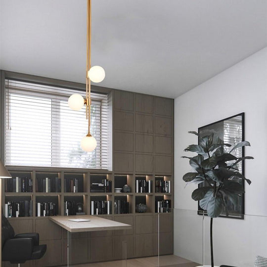 Elongated Gold Metal Glass LED Pendant Light