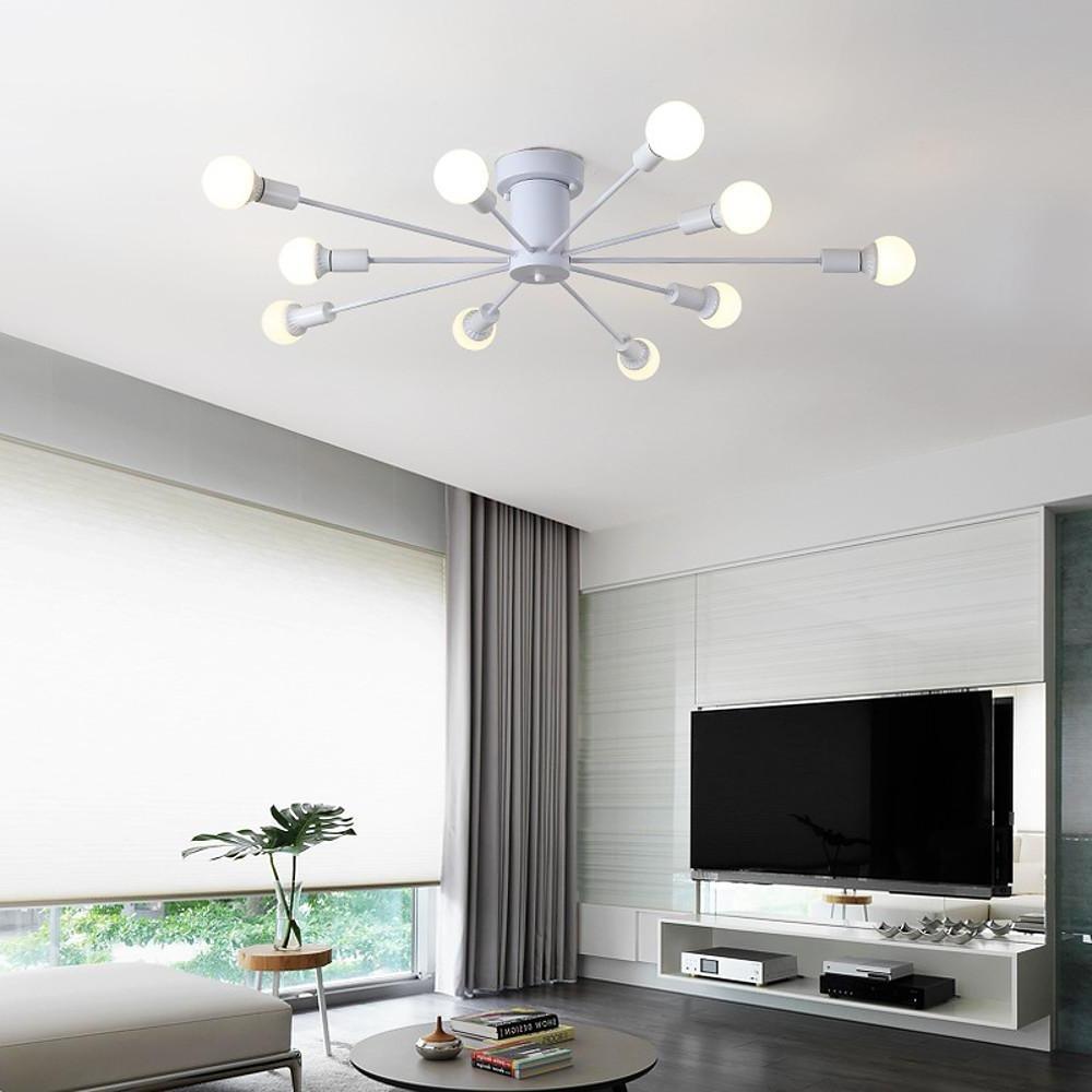 Metal Large Flush Mount Ceiling Light with 10 Sporadically Positioned LED/Incandescent Lights