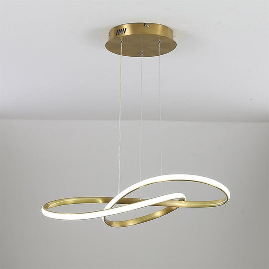 Interweaved Wave LED Gold Modern Hanging Lamp Island Pendant Light