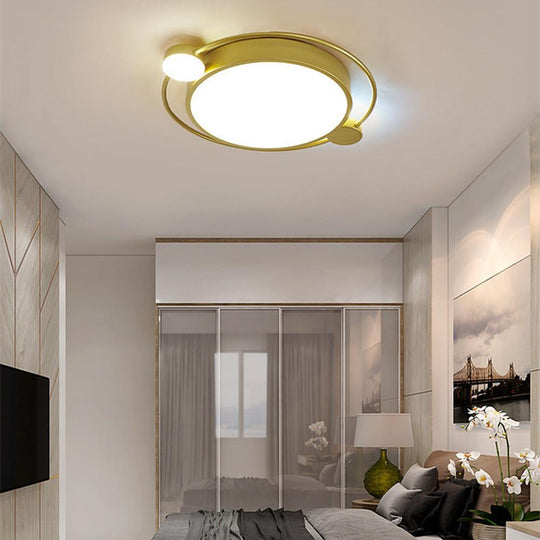 Modern Dual Round LED Flush Mount Ceiling Light – Gold and Black Finishes
