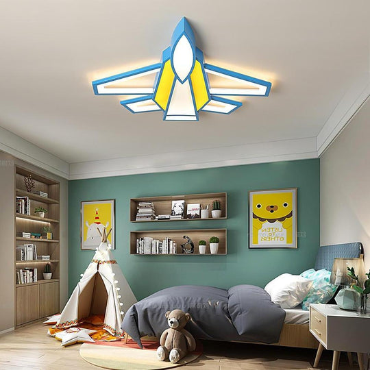 Cartoon Airplane LED Modern Ceiling Light – Flush Mount Fixture for Kids’ Rooms