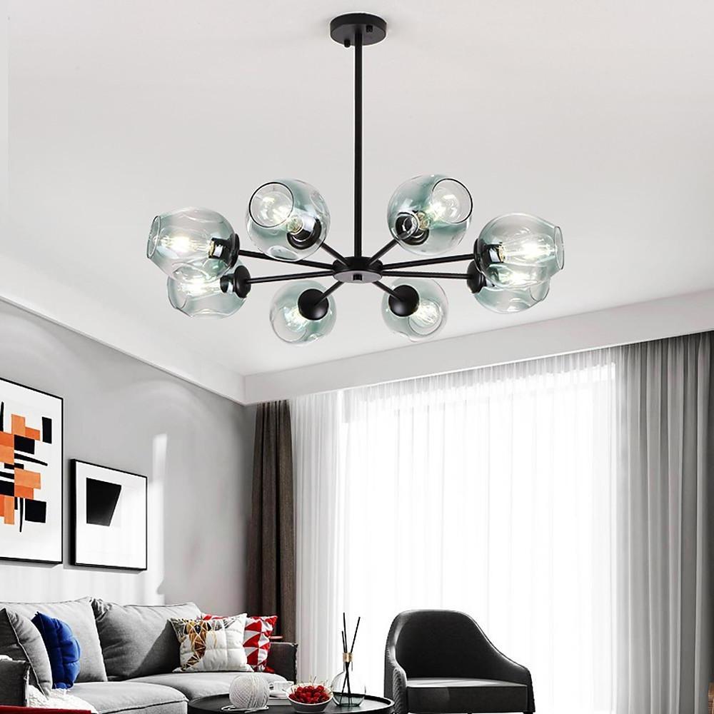 Glass Globe LED Electroplated Nordic Sputnik Chandelier Hanging Ceiling Light