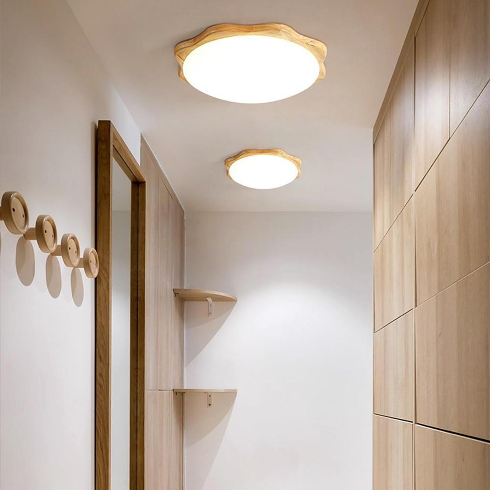 Circles Waves Minimalist Flush Mount LED Wood Ceiling Light