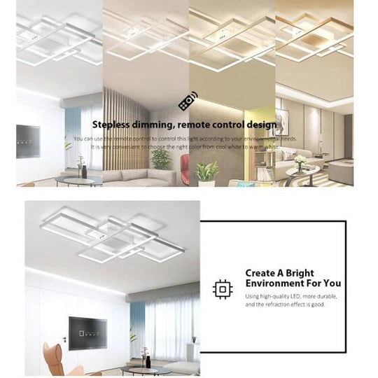 Multi Rectangle Large Flush Mount LED Ceiling Light with 3 Tiers