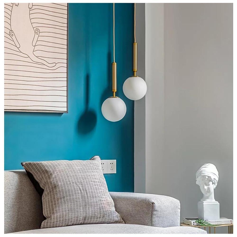 Glass Ball Shaped LED Electroplated Modern Pendant Light