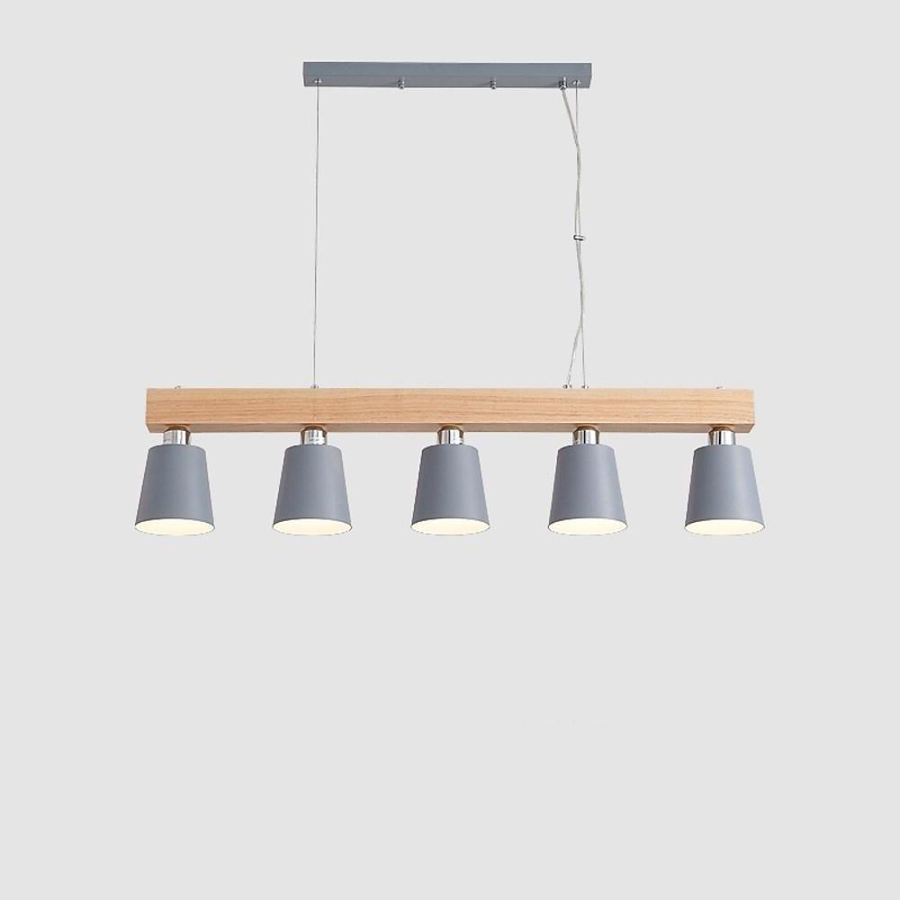 Row of Lights Farmhouse Pendant Light Metal & Wood Pendant Lighting