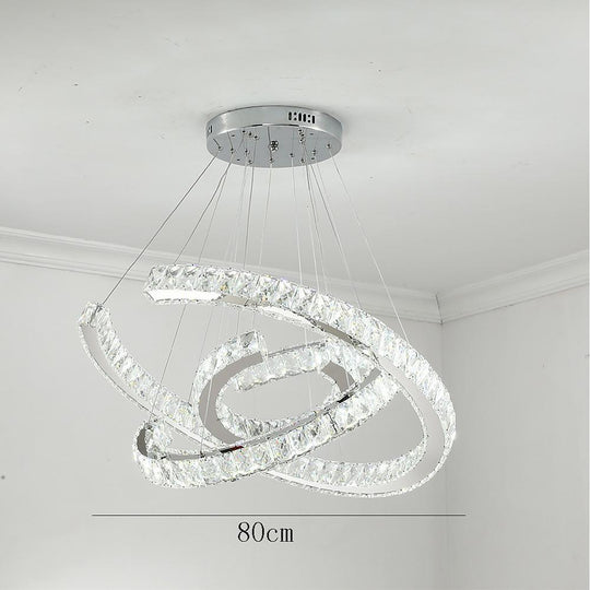 Wave LED Crystal Stainless Steel Chandelier