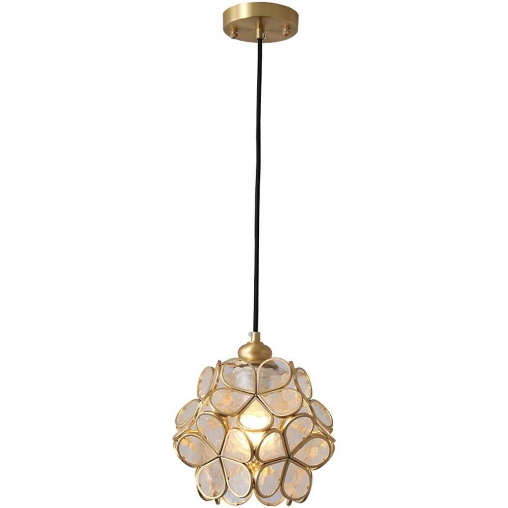 Ornate Flower Island Kitchen Pendant Lighting Copper Crystal Pendant Light