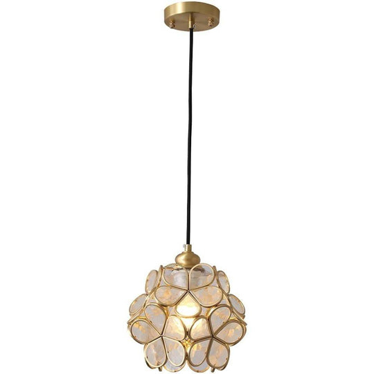 Ornate Flower Island Kitchen Pendant Lighting Copper Crystal Pendant Light