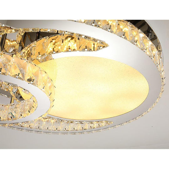Overlapping Circles Crystal Stainless Steel LED Flush Mount Ceiling Light