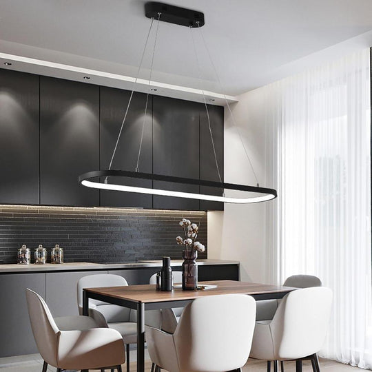 Rounded Rectangular Aluminum LED Chandelier Ceiling Light