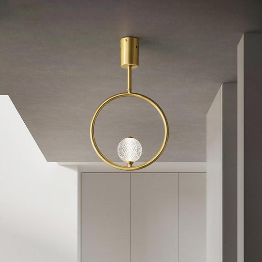 Ring Globe Acrylic Brass Ceiling Light – Modern Nordic LED Flush Mount