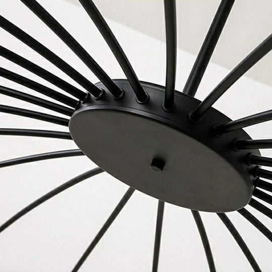 Modern 24 Light Streamlined Round Black Sputnik Chandelier with Adjustable Height