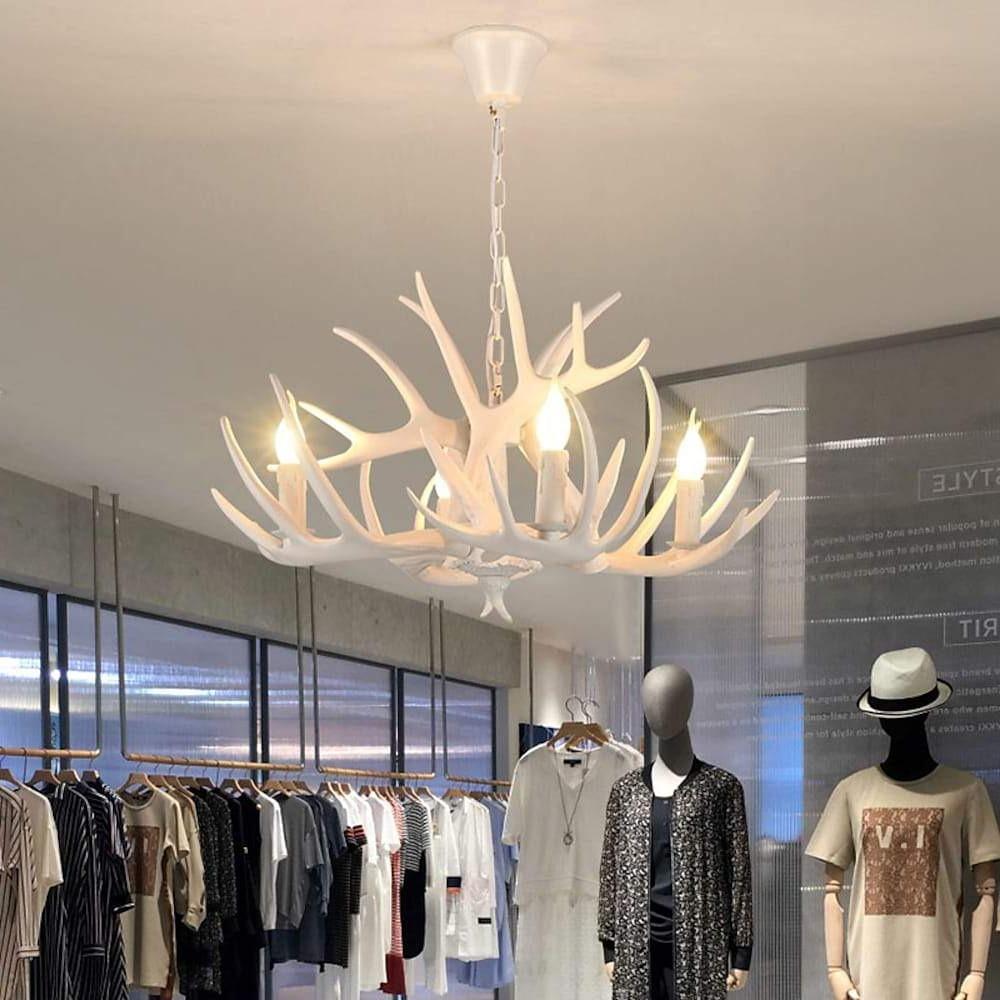 Vintage White Antler LED Chandelier – 4 / 6 / 8 Lights