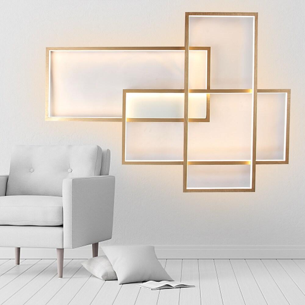 Overlapping Rectangles Aluminum Geometric LED Flush Mount Ceiling Light