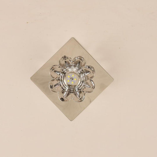 Flower Shaped Electroplated Metal Crystal LED Modern Ceiling Light