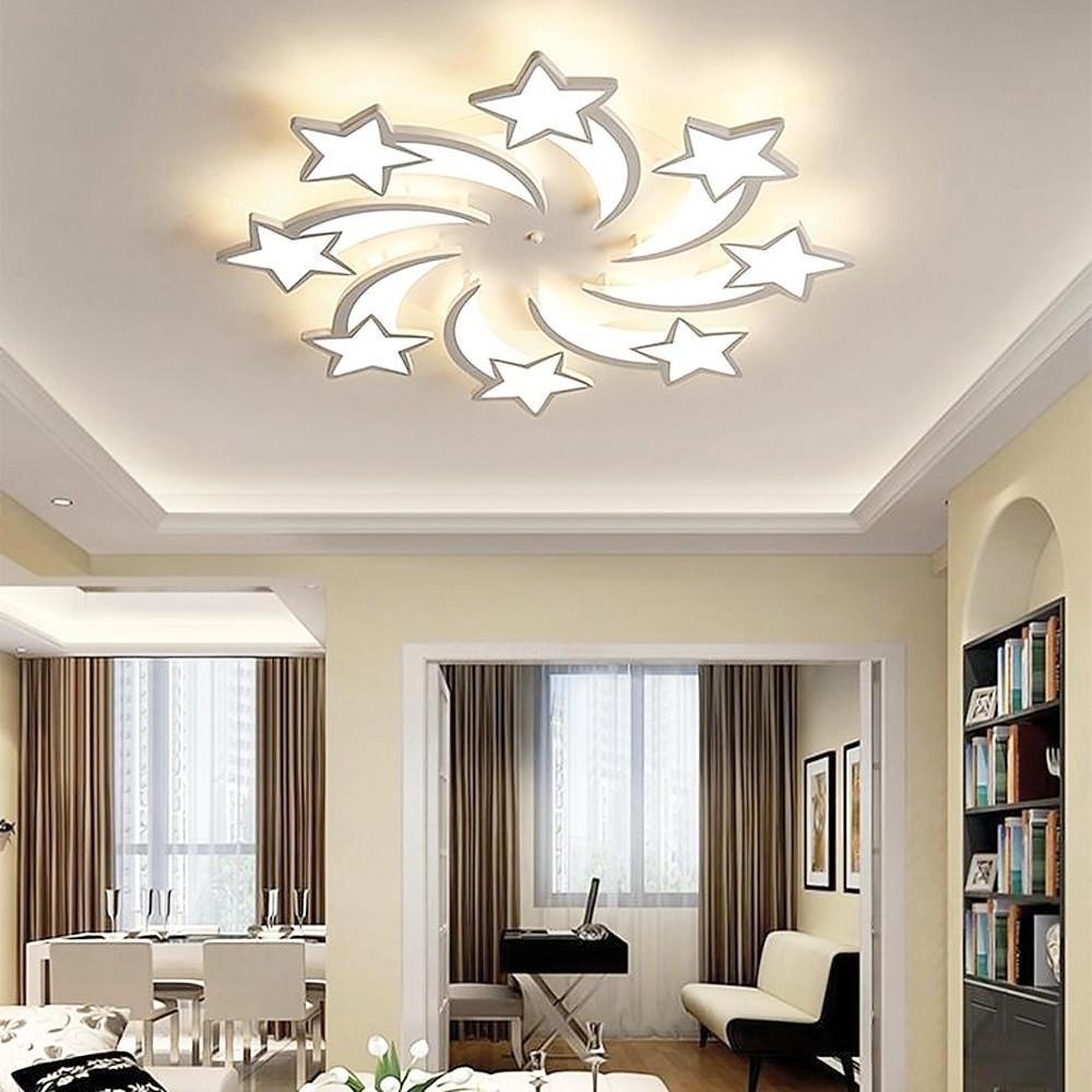 Celestial Shooting Stars LED Flush Mount Ceiling Light – Dimmable White Design