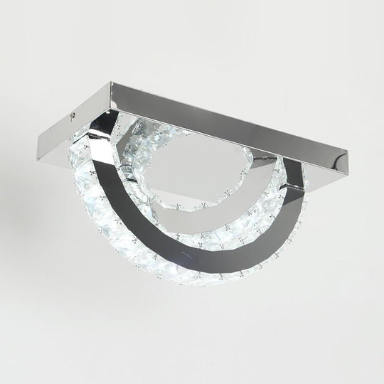 Small Crystal Semicircular LED Flush Mount Ceiling Light