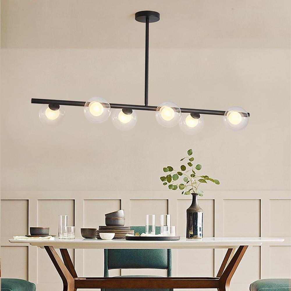 Nordic Island Light Chandelier Metal Glass LED Chandelier 6 Bulbs