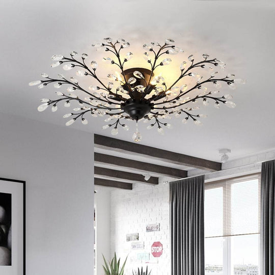 Unique Contemporary Crystal Flower Chandelier for Living Room