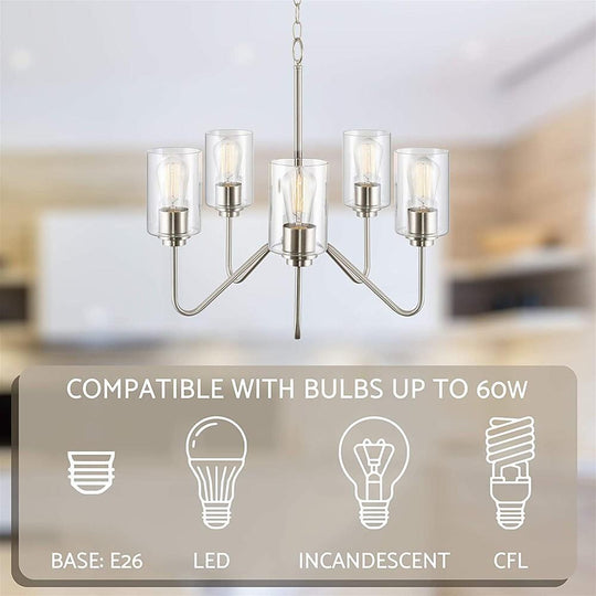 5 Light Candelabra Design Electroplated Glass Modern Chandelier