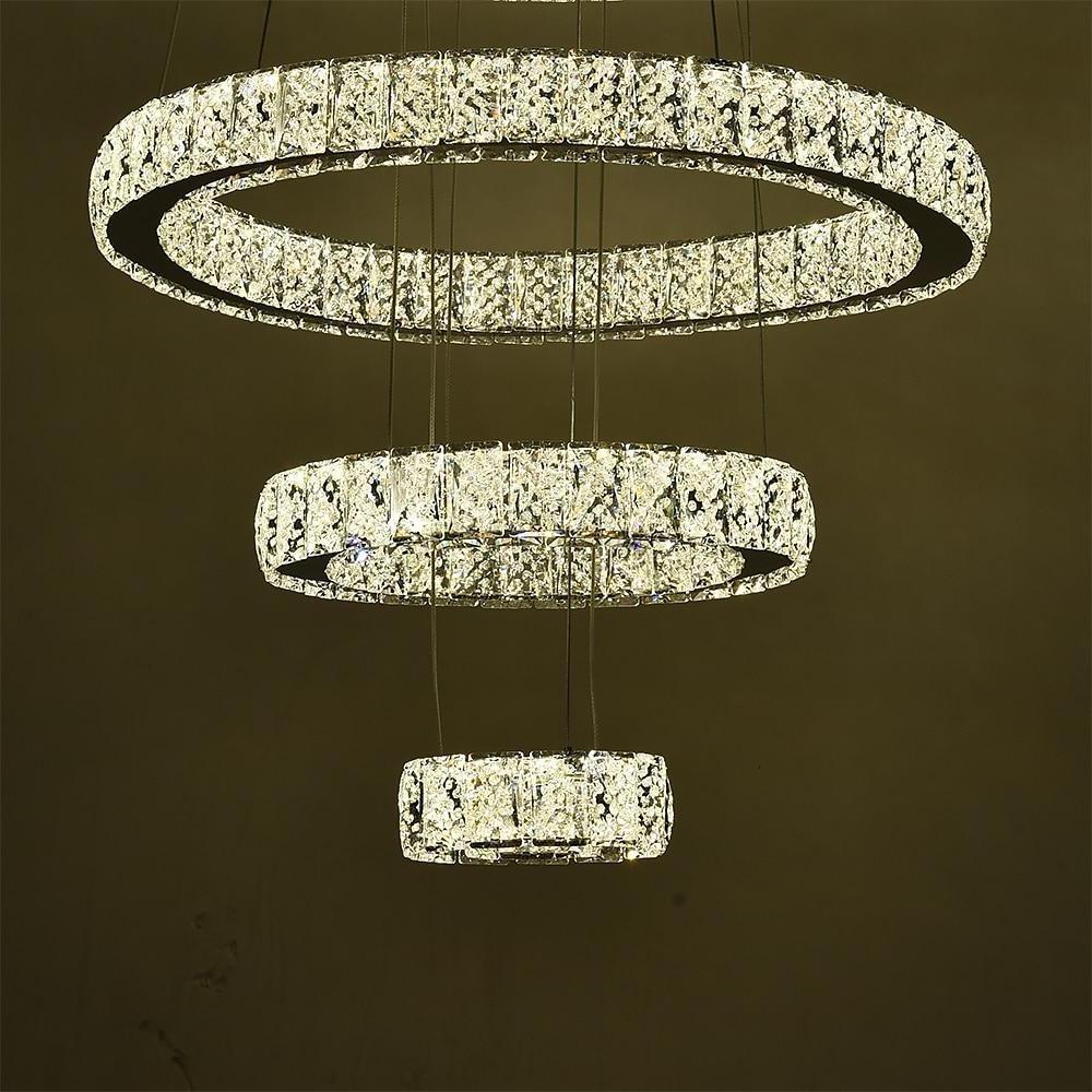 Modern 3-Tier Circles Suspended Crystal LED Chandelier
