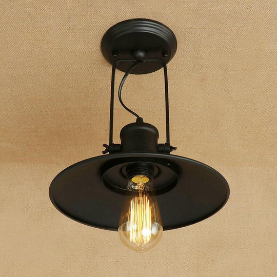 Round Metal Coastal Pendant Light with Large Dynamic LED Bulb