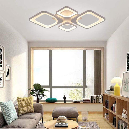 Rectangular Metal LED White Modern Ceiling Light – Flush Mount