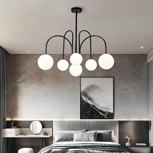 Sputnik Multi-Light Gold/Black Glass Globe LED Chandelier – 6 or 8 Lights