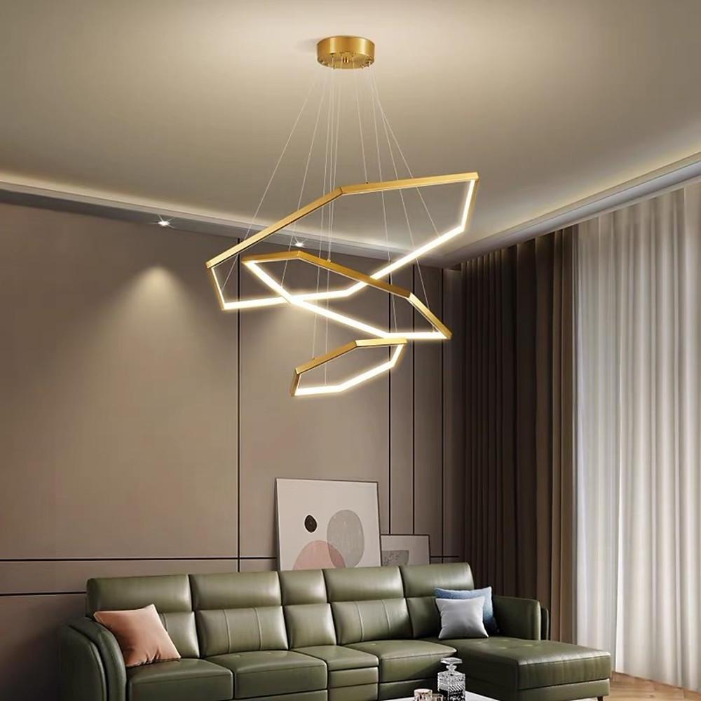 Geometric Ring Electroplated Stainless Steel LED Modern Chandelier Ceiling Lights