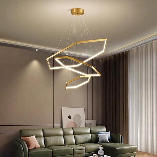 Geometric Ring Electroplated Stainless Steel LED Modern Chandelier Ceiling Lights