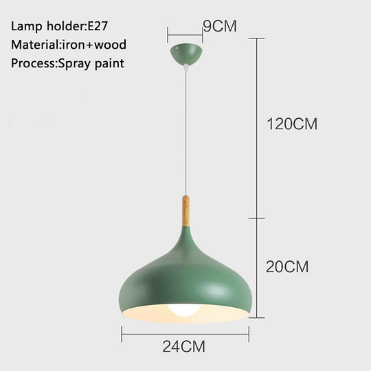 Decorative Cone Metal Wood Pendant Light
