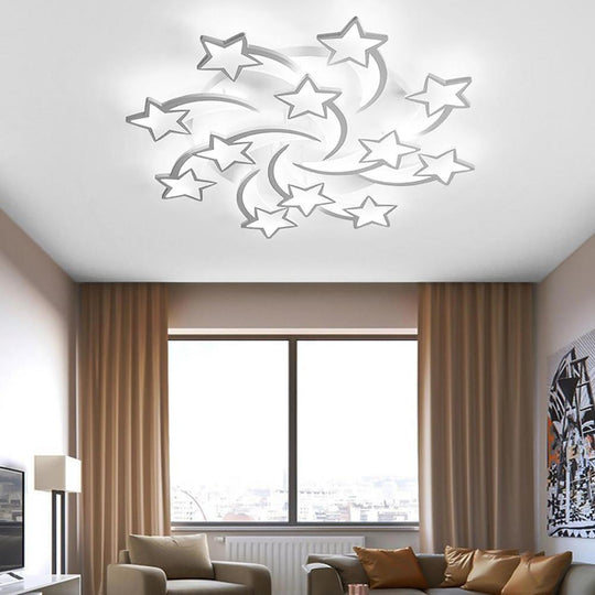 Celestial Shooting Stars LED Flush Mount Ceiling Light – Dimmable White Design